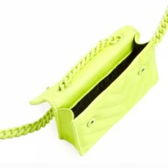 KURT GEIGER LONDON Micro Kensington Neon Yellow Leather Crossbody - Picture 4 of 7